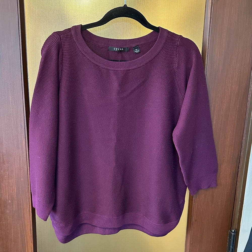 Cyrus Women's Rich Burgundy Crew Neck Sweater